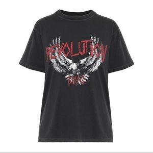 ANINE BING Georgie Revolution Cotton Tee, Size S